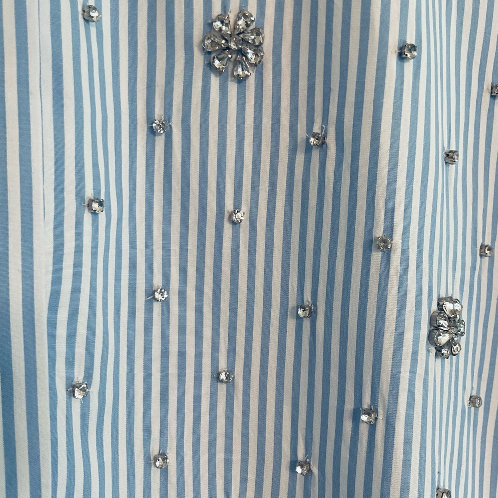 J Crew Collection Garçon Classic Fit~Crystal Embellished~Blue Stripe~Size 4~NWOT - Picture 3 of 6